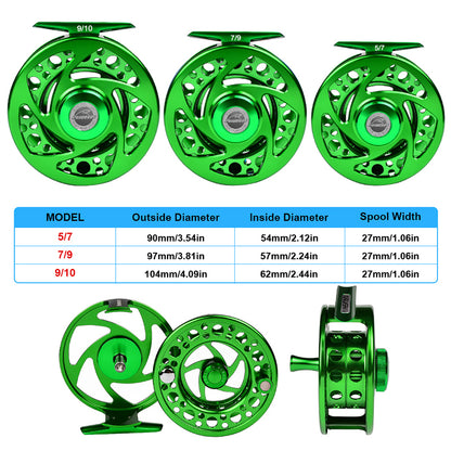 PROBEROS FR07 CNC Aluminum Fly Reel, 5/7, 7/9, 9/10 Sizes, 5 Colors;Large Arbor Fly Reel, Corrosion Resistant for Freshwater; Saltwater