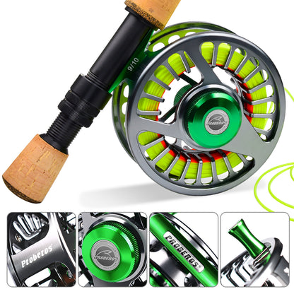 PROBEROS FR09 Pre-Loaded Fly Reel CNC Aluminum; Pre-Wound, Ready-to-Fish for Beginners