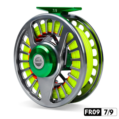 PROBEROS FR09 Pre-Loaded Fly Reel CNC Aluminum; Pre-Wound, Ready-to-Fish for Beginners