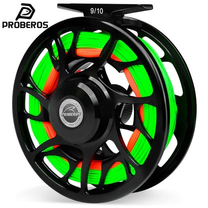 PROBEROS Pre-Loaded Fly Reel, 5/7, 7/9, 9/10 Sizes, Zero Deviation Design CNC Aluminum Fly Fishing Reel, Pre-Wound, Ready-to-Fish for Beginners