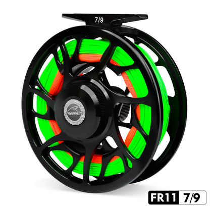 PROBEROS Pre-Loaded Fly Reel, 5/7, 7/9, 9/10 Sizes, Zero Deviation Design CNC Aluminum Fly Fishing Reel, Pre-Wound, Ready-to-Fish for Beginners