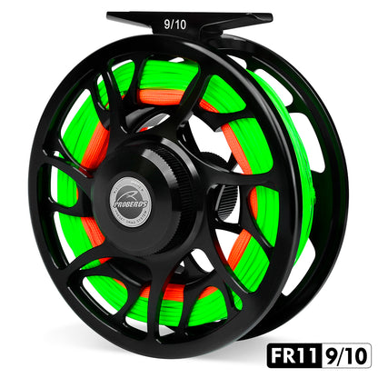PROBEROS Pre-Loaded Fly Reel, 5/7, 7/9, 9/10 Sizes, Zero Deviation Design CNC Aluminum Fly Fishing Reel, Pre-Wound, Ready-to-Fish for Beginners