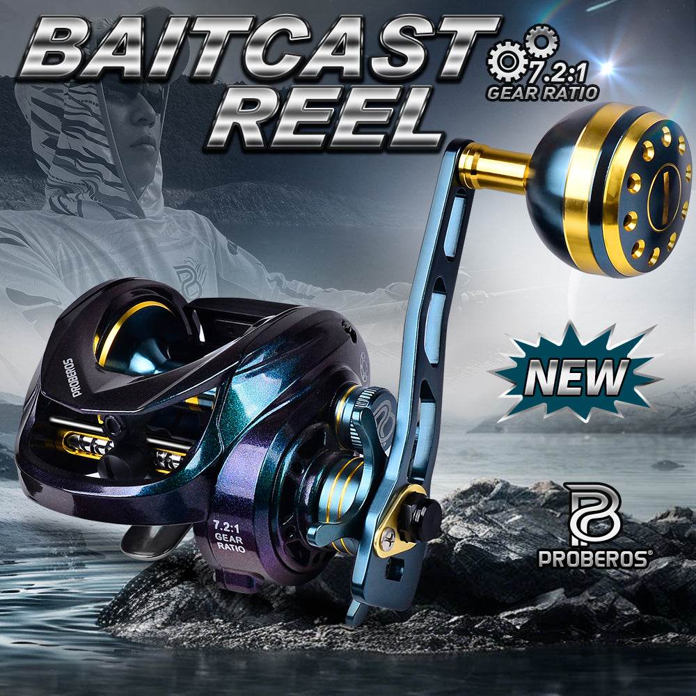 baitcasting reels with a 5 1 gear ratio PROBEROS FW300 Baitcasting Reel, 7.2:1 Gear Ratio, 5+1BB, 256g Lightweight