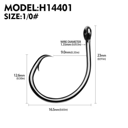 PROBEROS H14401 High Carbon Steel Single Fishing Hooks 4#-10/0#