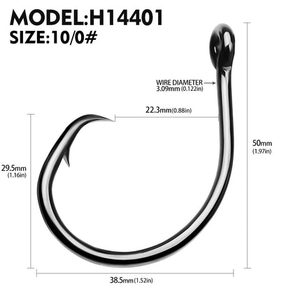 PROBEROS H14401 High Carbon Steel Single Fishing Hooks 4#-10/0#