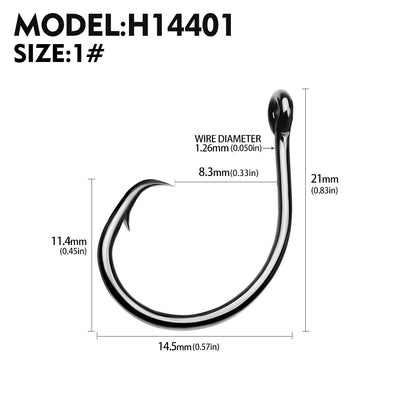 PROBEROS H14401 High Carbon Steel Single Fishing Hooks 4#-10/0#