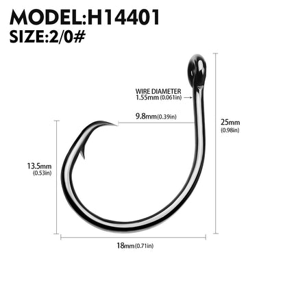 PROBEROS H14401 High Carbon Steel Single Fishing Hooks 4#-10/0#