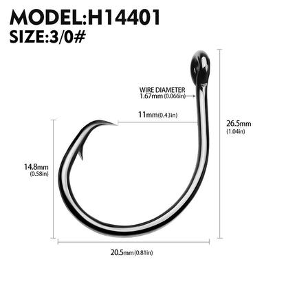 PROBEROS H14401 High Carbon Steel Single Fishing Hooks 4#-10/0#