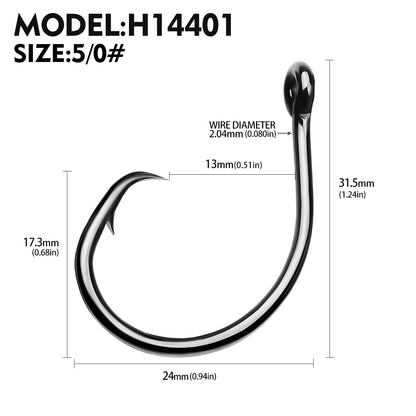 PROBEROS H14401 High Carbon Steel Single Fishing Hooks 4#-10/0#