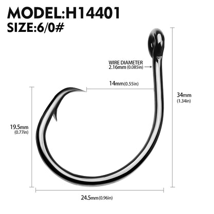 PROBEROS H14401 High Carbon Steel Single Fishing Hooks 4#-10/0#
