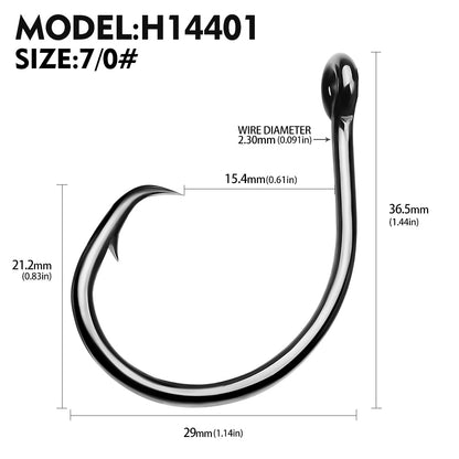 PROBEROS 50PCS 1/0-10/0# Eagle Beak Fishing Hooks Demon Circle Fishhook Anti-rust High Carbon Steel Barbed Hooks Bass Fishing Tackle