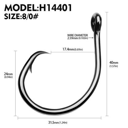PROBEROS H14401 High Carbon Steel Single Fishing Hooks 4#-10/0#