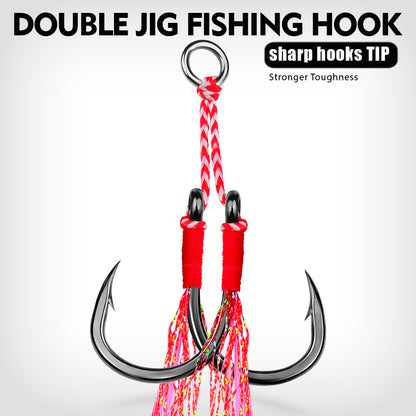 PROBEROS 5SET 2Pc/SET High-carbon Steel Luya Iron Plate Hook Tied With Bright Silk Sea Fishing Double Hook Wholesale Fish Hooks