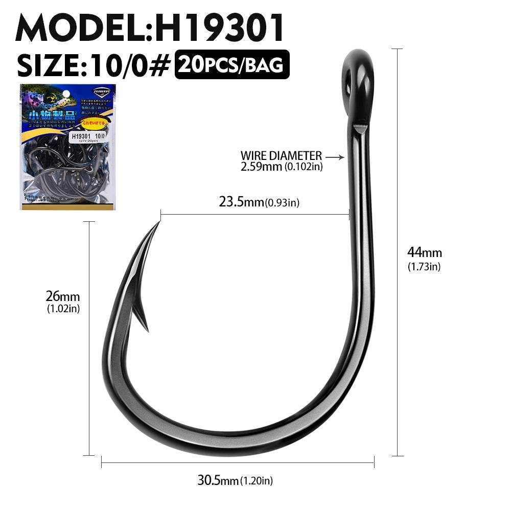 barbed wire fish hook PROBEROS 20PCS Saltwater Fishing Hooks 1#-12/0# Anti-rusty Single hook Tin Color Fishhooks High Carbon Steel Strength