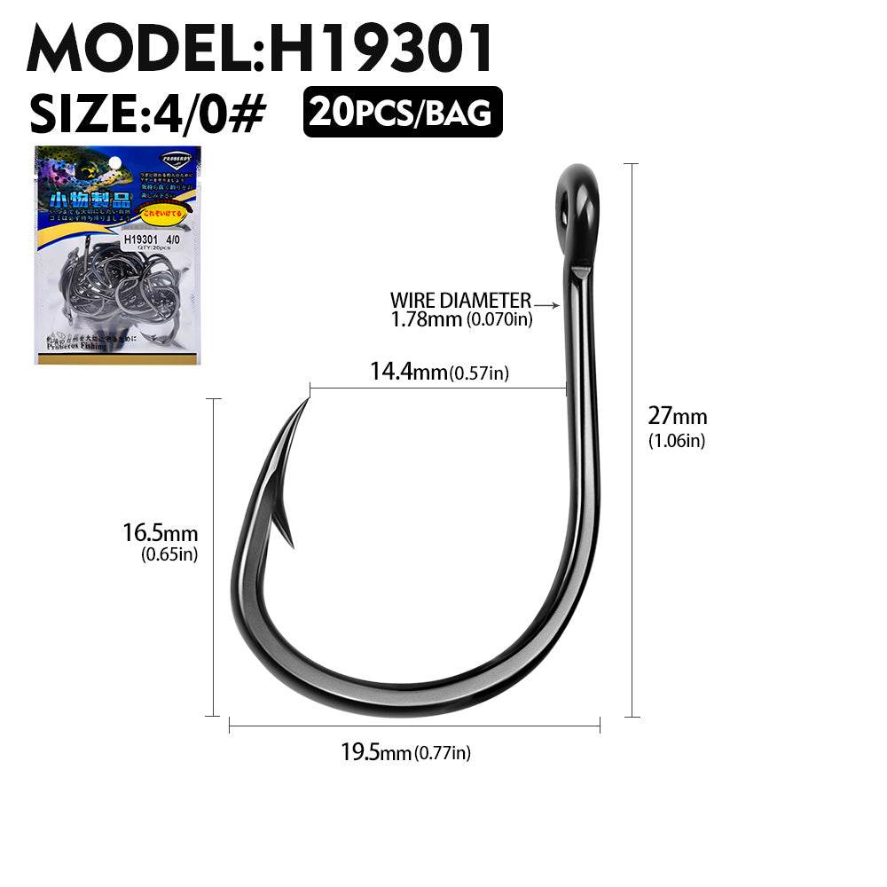 PROBEROS 20PCS Saltwater Fishing Hooks 1#-12/0# Anti-rusty Single hook – Proberos
