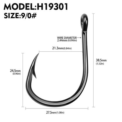 PROBEROS H19301 Saltwater Live Bait Fishing Hooks 1#-12/0# 20PCS  High Carbon Steel