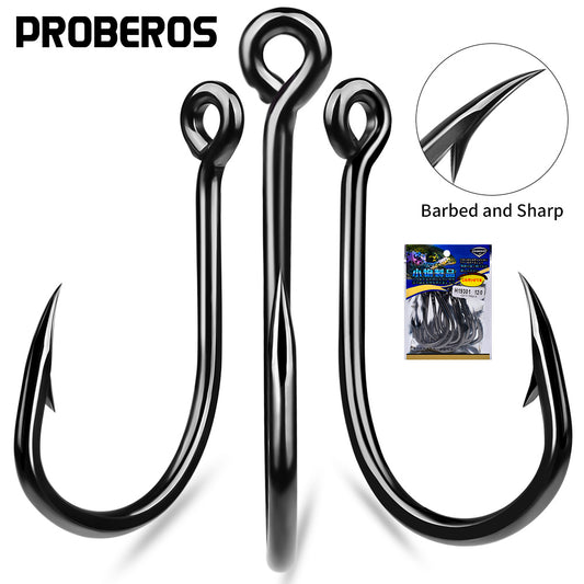 PROBEROS 10Pcs Thick High Carbon Steel Fishhook Lron Hook With Barb Hook for Haihu River Fishing Gear Accessories Wholesale