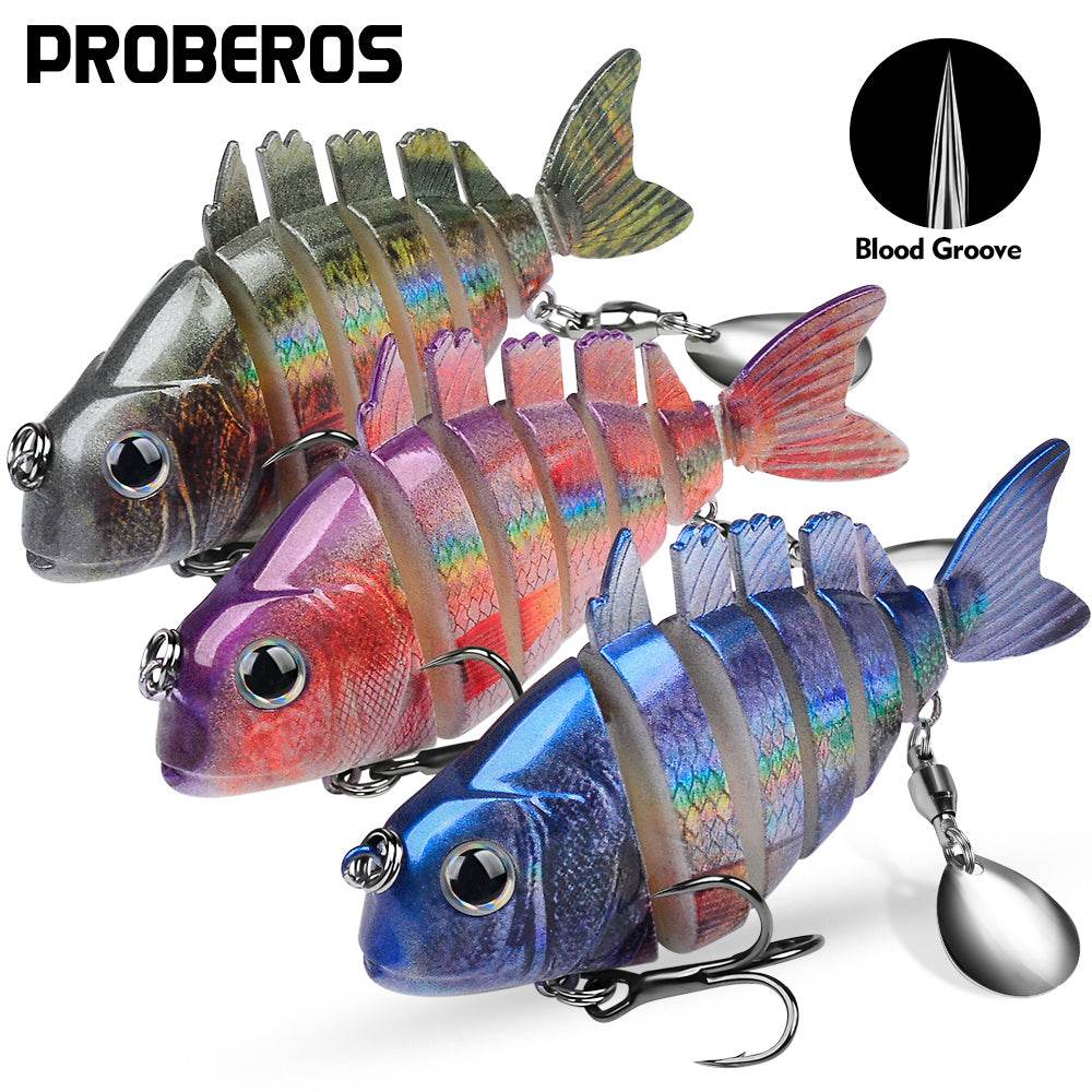 Proberos 3PCS Swimbait Multi Joint Lure Slow Sinking Pencil Metal Jig VIB Pesca Wobbler Treble Hooks Carp Fishing Tackle Hard Bait - Proberos