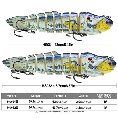 PROBEROS Multi-Jointed Swimbait Lure 4 Colors (A-D) Freshwater Fishing Bait 29.4g-56.7g (1PC Pack)