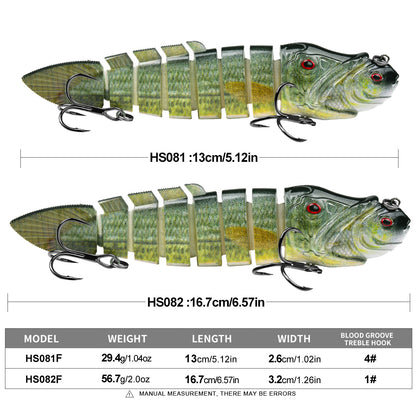 PROBEROS Multi-Jointed Swimbait Lure 4 Colors (A-D) Freshwater Fishing Bait 29.4g-56.7g (1PC Pack)