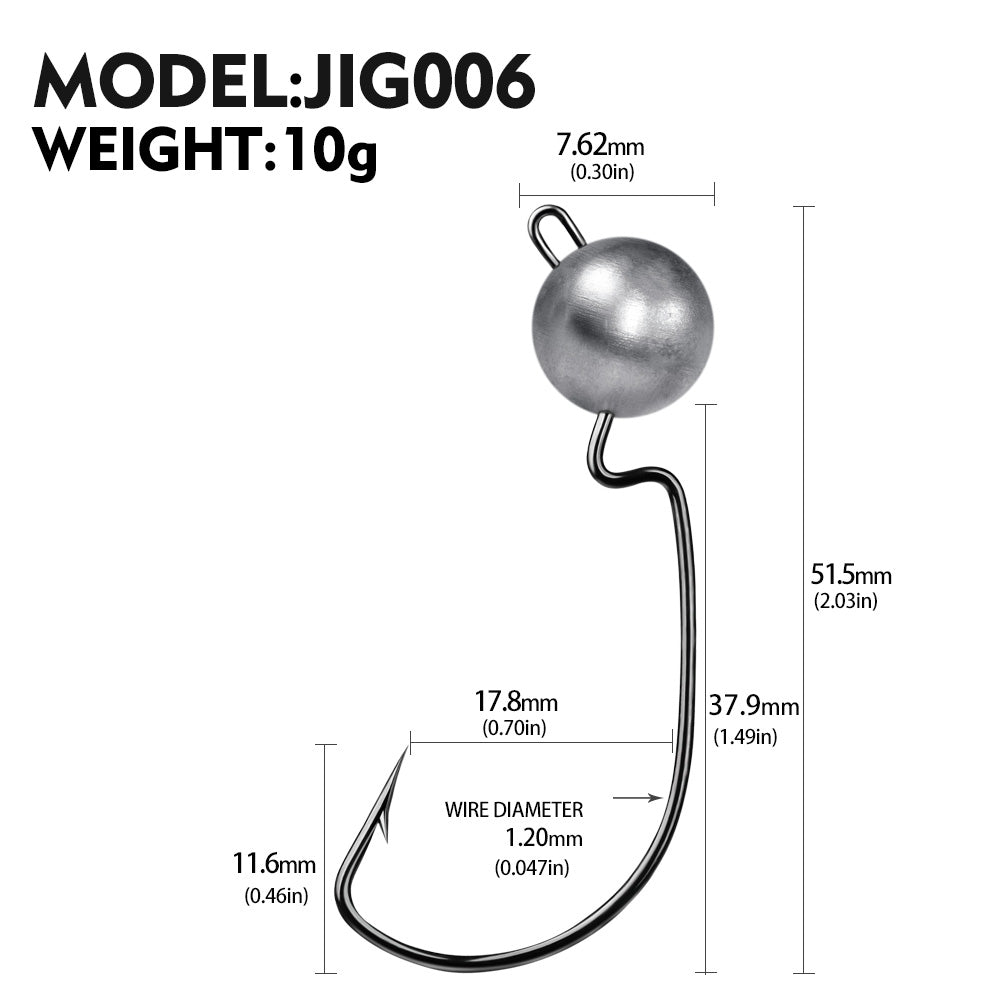 PROBEROS Wide Belly Crank Lead Head Hook 3.5g 5g 7g 10g Primary Color Lead Head Hook Soft Lure 20pcs