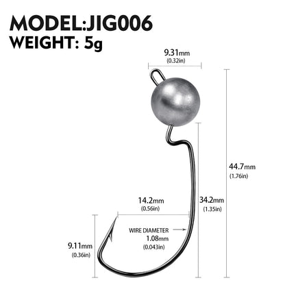 PROBEROS Wide Belly Crank Lead Head Hook 3.5g 5g 7g 10g Primary Color Lead Head Hook Soft Lure 20pcs