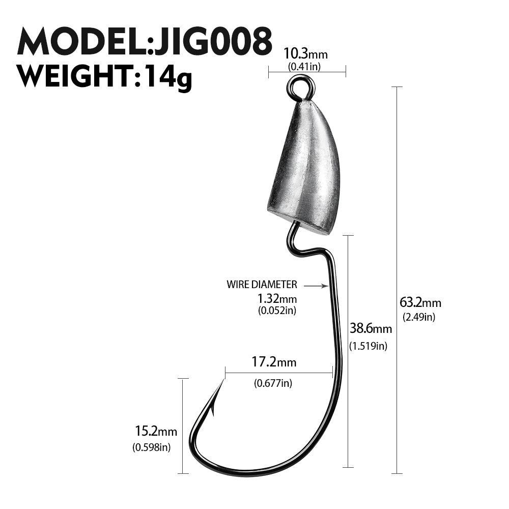 PROBEROS Root Fishing Hook Original Lead Crank Lead Head Hook 5g 7g 10g 14g Soft Worm Hook with Barb Lure Hook Fishing Tackle Accessories 20pcs