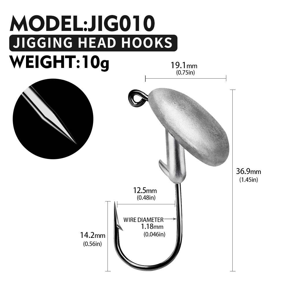 PROBEROS® Sharp Lead Head Hook High Carbon Steel Tumbler Lead Head Hook Lure Hook 3.5g 5g 7g 10g 14g Soft Worm Hook 20pcs - Proberos