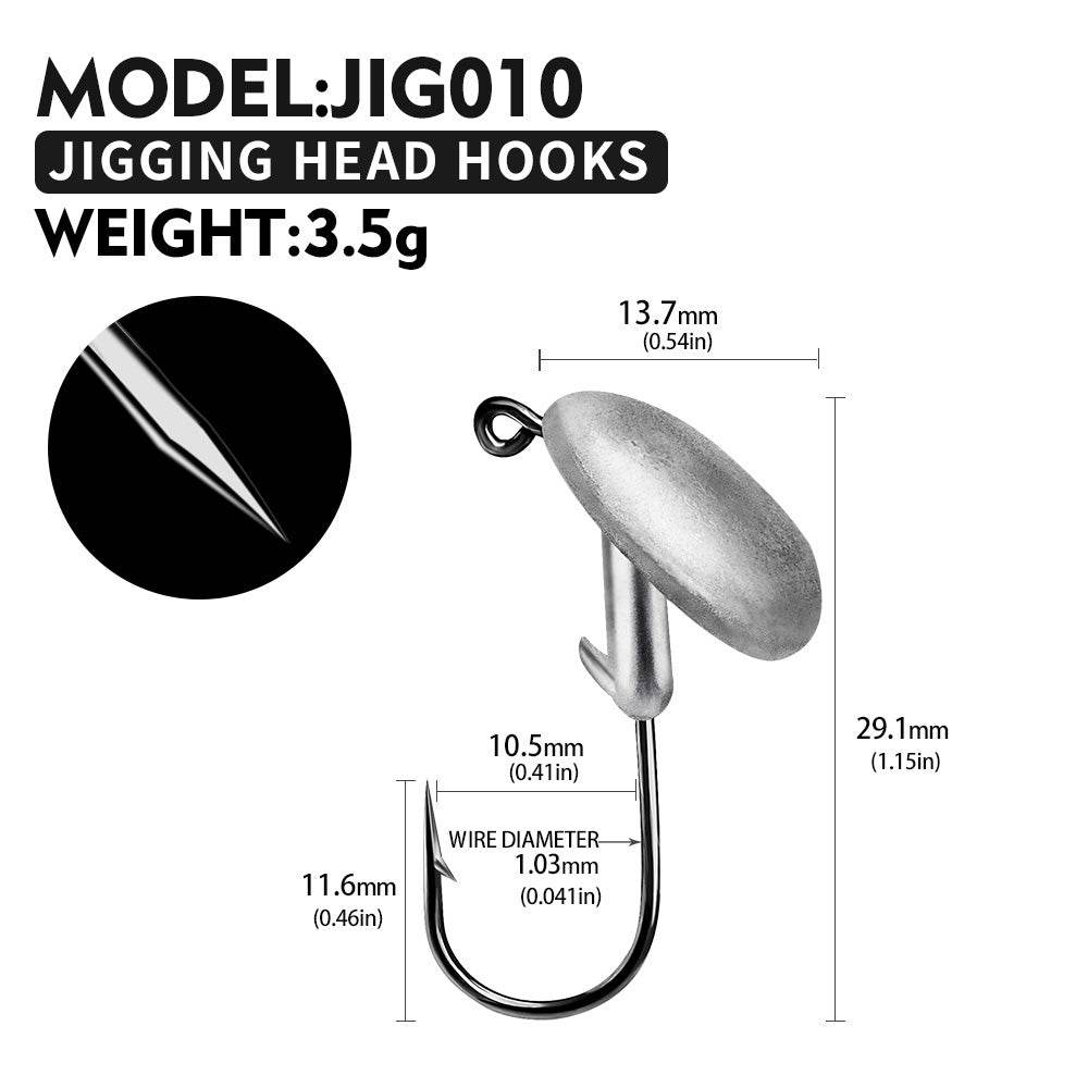 PROBEROS® Sharp Lead Head Hook High Carbon Steel Tumbler Lead Head Hook Lure Hook 3.5g 5g 7g 10g 14g Soft Worm Hook 20pcs - Proberos