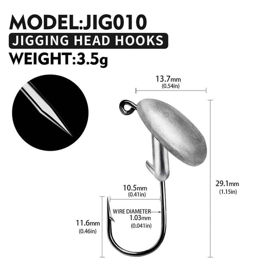 PROBEROS® Sharp Lead Head Hook High Carbon Steel Tumbler Lead Head Hook Lure Hook 3.5g 5g 7g 10g 14g Soft Worm Hook 20pcs - Proberos