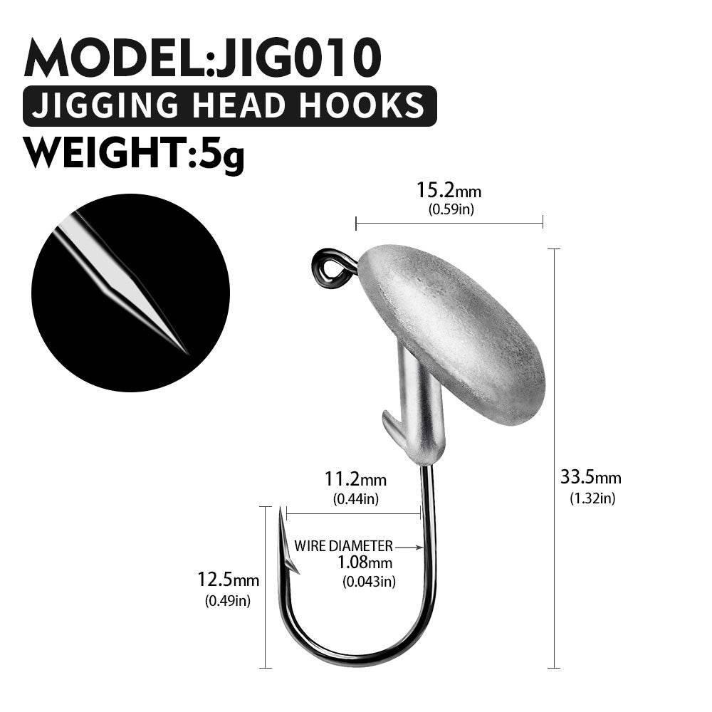 PROBEROS® Sharp Lead Head Hook High Carbon Steel Tumbler Lead Head Hook Lure Hook 3.5g 5g 7g 10g 14g Soft Worm Hook 20pcs - Proberos