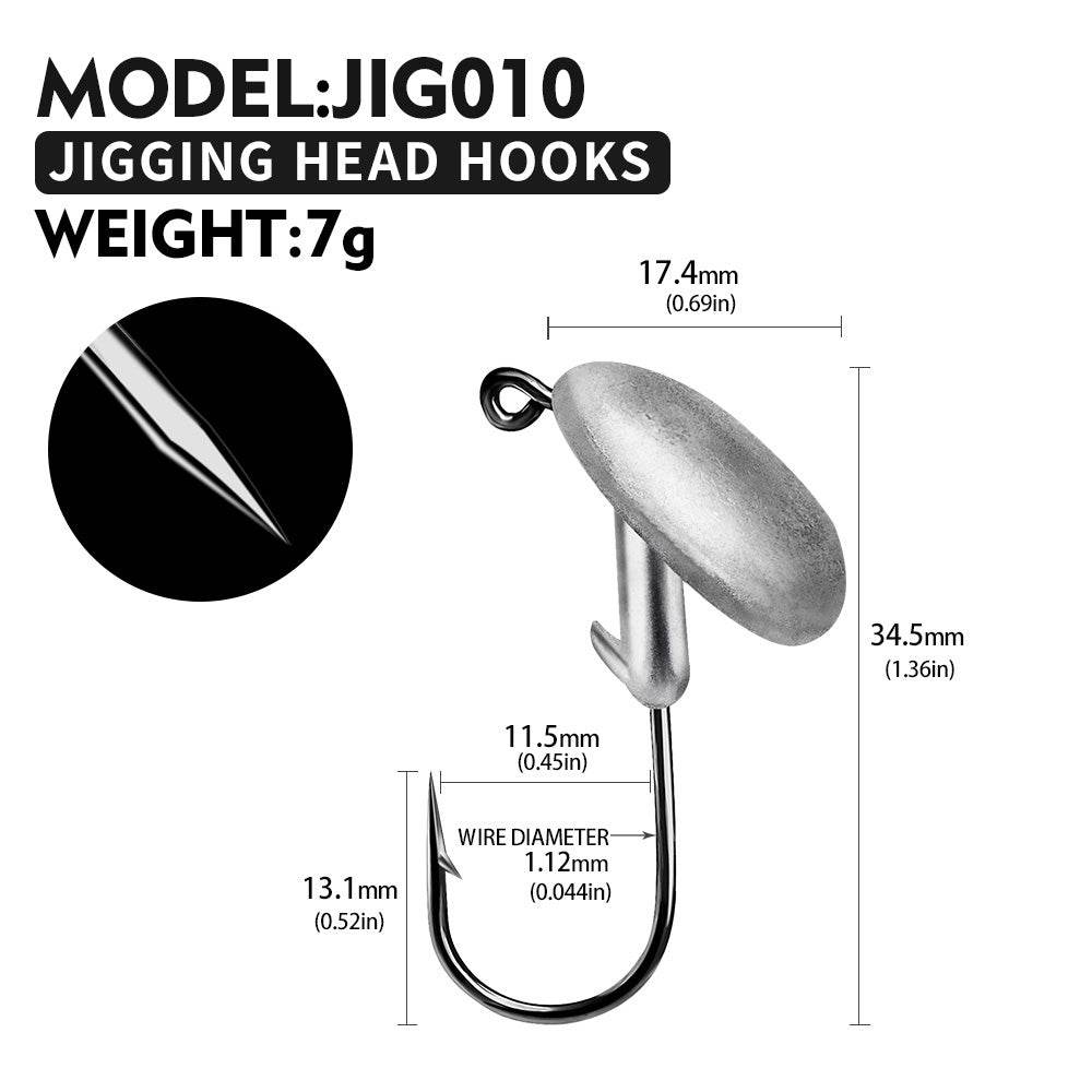 PROBEROS® Sharp Lead Head Hook High Carbon Steel Tumbler Lead Head Hook Lure Hook 3.5g 5g 7g 10g 14g Soft Worm Hook 20pcs - Proberos