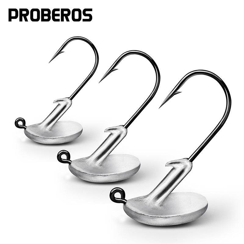 PROBEROS Sharp Lead Head Hook High Carbon Steel Tumbler Lead Head Hook Lure Hook 3.5g 5g 7g 10g 14g Soft Worm Hook 20pcs - Proberos
