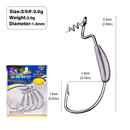 PROBEROS 5Pcs Saltwater Lead Jig Hooks  High Carbon Steel Fishing Hooks 3/0-5/0 Sizes, 3g/5g/9g, 5PCS/Bag