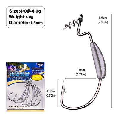PROBEROS 5Pcs Saltwater Lead Jig Hooks  High Carbon Steel Fishing Hooks 3/0-5/0 Sizes, 3g/5g/9g, 5PCS/Bag
