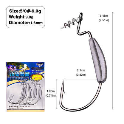 PROBEROS 5Pcs Saltwater Lead Jig Hooks  High Carbon Steel Fishing Hooks 3/0-5/0 Sizes, 3g/5g/9g, 5PCS/Bag