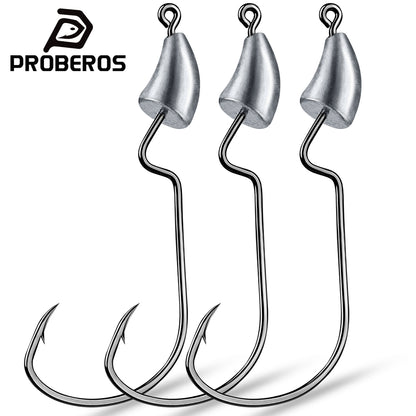 PROBEROS 5Pcs Saltwater Lead Jig Hooks 1.5g-3.5g High Carbon Steel Fishing Hooks
