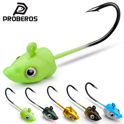 PROBEROS 5Pcs Saltwater Lead Jig Hooks 3.5g-7g High Carbon Steel Fishing Hooks