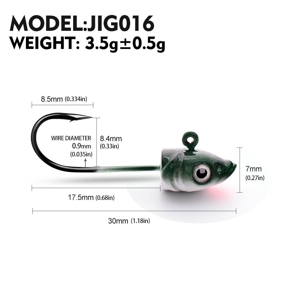 PROBEROS® Lure Head Hook Fish Head Soft Fish Lead Head Hook Anti-Hanging Bottom Lure Hook 3.5g 5g 7g JIG Hook for Soft Bait 20pcs - Proberos