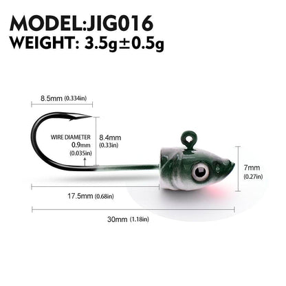 PROBEROS® Lure Head Hook Fish Head Soft Fish Lead Head Hook Anti-Hanging Bottom Lure Hook 3.5g 5g 7g JIG Hook for Soft Bait 20pcs - Proberos