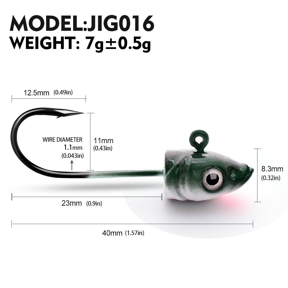 PROBEROS® Lure Head Hook Fish Head Soft Fish Lead Head Hook Anti-Hanging Bottom Lure Hook 3.5g 5g 7g JIG Hook for Soft Bait 20pcs - Proberos