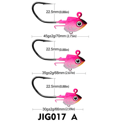 PROBEROS 2Pcs Saltwater Lead Jig Hooks 30g-45g High Carbon Steel Fishing Hooks