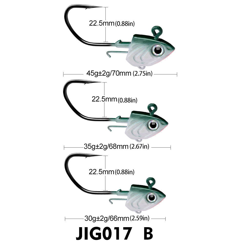 PROBEROS 2Pcs Saltwater Lead Jig Hooks 30g-45g High Carbon Steel Fishing Hooks