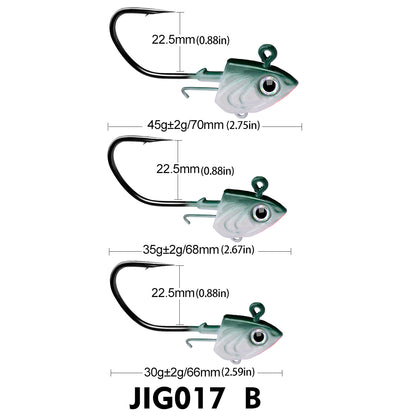 PROBEROS 2Pcs Saltwater Lead Jig Hooks 30g-45g High Carbon Steel Fishing Hooks