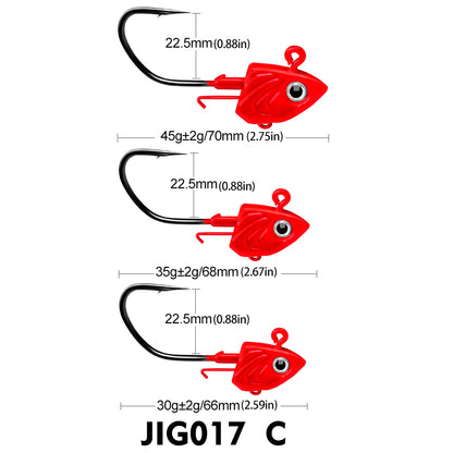 PROBEROS 2Pcs Saltwater Lead Jig Hooks 30g-45g High Carbon Steel Fishing Hooks