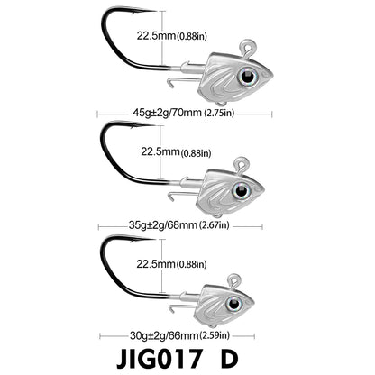 PROBEROS 2Pcs Saltwater Lead Jig Hooks 30g-45g High Carbon Steel Fishing Hooks