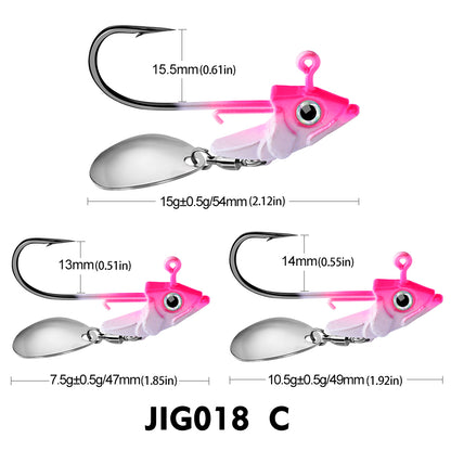 PROBEROS 5Pcs Saltwater Lead Jig Hooks 7g-15g High Carbon Steel Fishing Hooks
