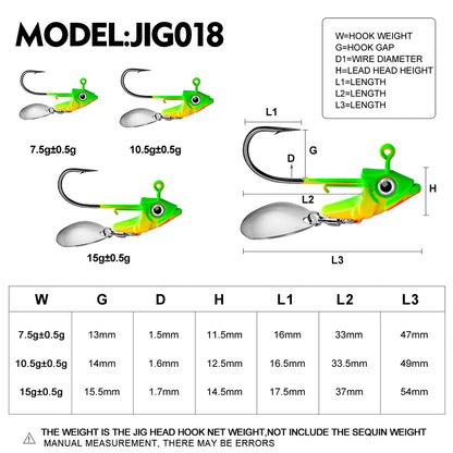 PROBEROS 5Pcs Saltwater Lead Jig Hooks 7g-15g High Carbon Steel Fishing Hooks