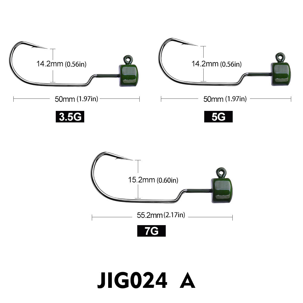 PROBEROS 5Pcs Saltwater Lead Jig Hooks 3.5g-7g High Carbon Steel Fishing Hooks
