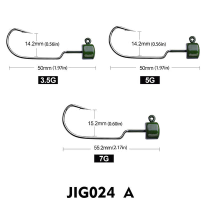 PROBEROS 5Pcs Saltwater Lead Jig Hooks 3.5g-7g High Carbon Steel Fishing Hooks